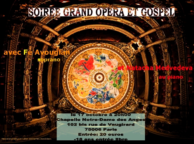 Affiche. Paris. Soirée musicale Grand Opéra et Gospel. 2014-10-17